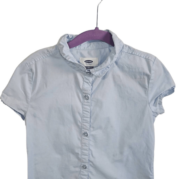 Old Navy Girls Button Down Cap Sleeve Shirt Blue 6-7 - Picture 3 of 5